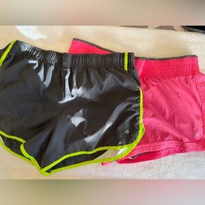 LOT OF 2: Xersion Black and Neon Green Athletic Shorts